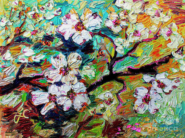 Trees Art Print featuring the painting Dogwood Blossoms by Ginette Callaway