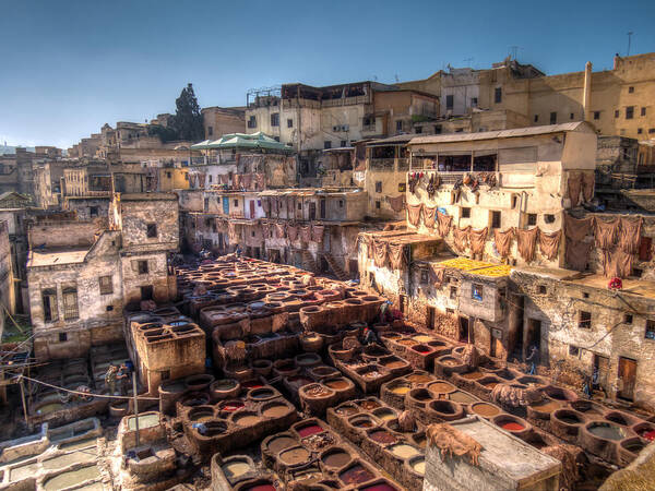 Fes Art Print featuring the photograph Leather tanneries of Fes - 5 by Claudio Maioli