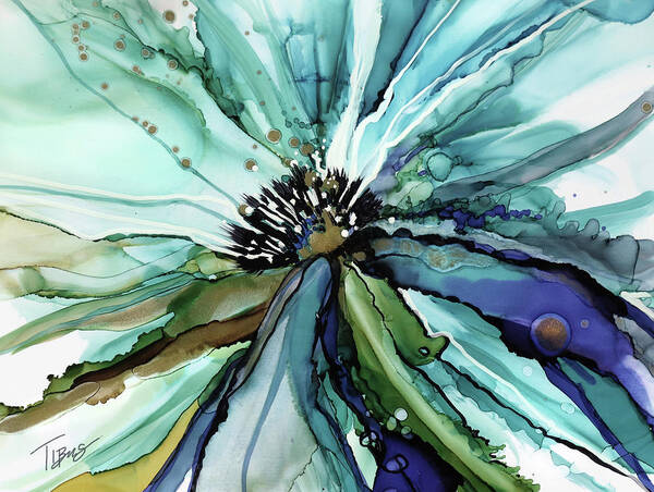  Art Print featuring the painting Aqua Bloom by Julie Tibus