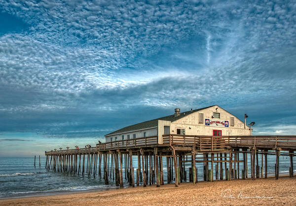 Abstract Art Print featuring the photograph Kitty Hawk Pier and Altocumulus 5039 by Dan Beauvais