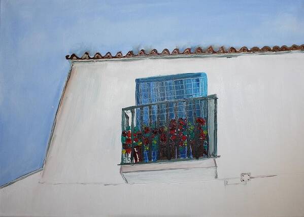 Village Art Print featuring the painting Ventana by Roger Cummiskey