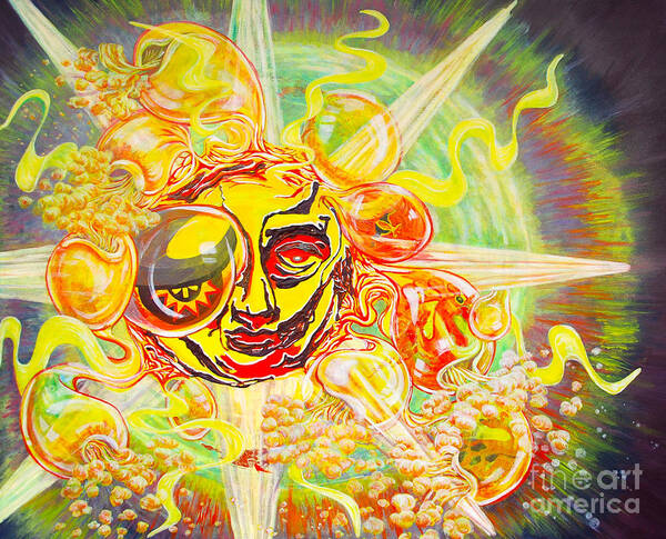Cbs Sun Art Art Print featuring the painting 2015 CBS Sunday Morning Sun Art-Solar Flares by Gail Allen