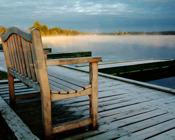 Sunrises Art Print featuring the photograph Muskoka Lake at Sunrise by Linda McRae