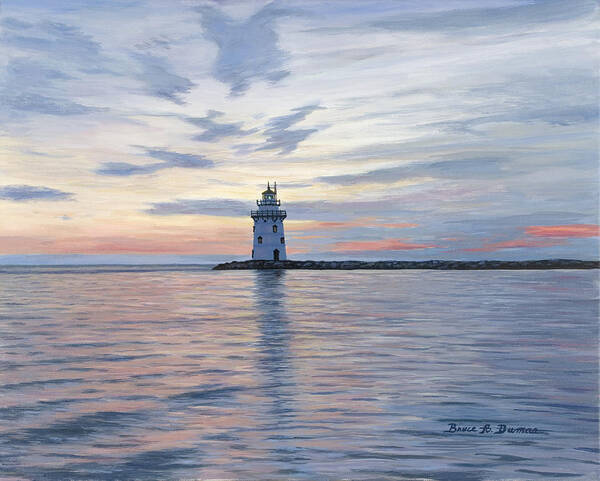 Seascape Art Print featuring the painting Saybrook Breakwater Light by Bruce Dumas
