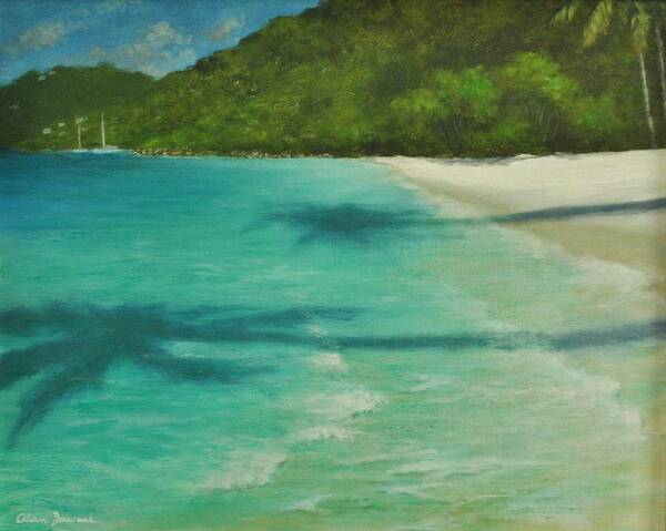 Caribbean Seascape Art Print featuring the painting Shadows Over Magens Bay by Alan Zawacki by Alan Zawacki