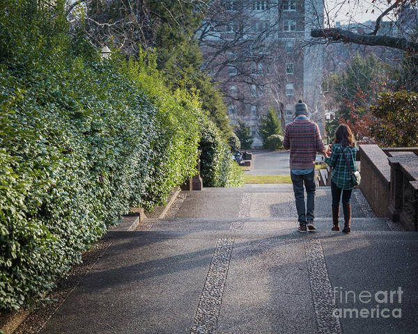 Couple Art Print featuring the photograph A stroll in a park by Agnes Caruso