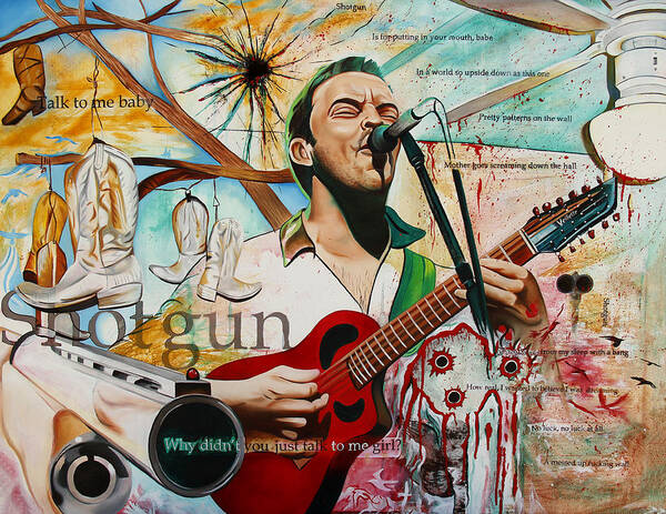 Dave Matthews Art Print featuring the painting Dave Matthews-Shotgun by Joshua Morton