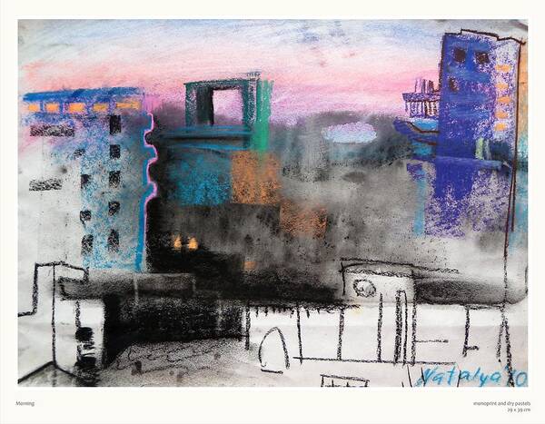 Cityscape Art Print featuring the pastel Morning by Natalya Bhasin 