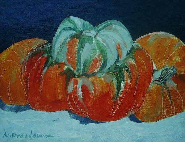 Food Vegetable Pumpkins Art Print featuring the painting Pumpkins by Andrew Drozdowicz