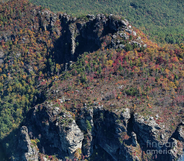 Linville Gorge Wilderness Art Print featuring the photograph Linville Gorge Wilderness Aerial View of The Chimneys by David Oppenheimer