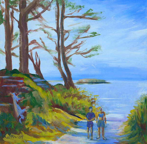 Oregon Coast Art Print featuring the painting Otter Rock Marine Garden Path by Pam Van Londen