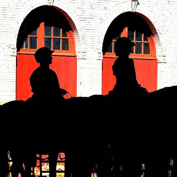 Silhouette Art Print featuring the photograph Equestrian Silhouettes by Jerry Sodorff