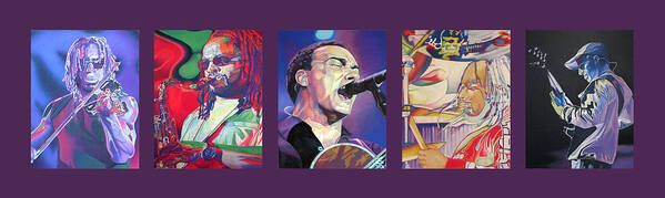 Dave Matthews Art Print featuring the drawing Dave Matthews Band -Full Band Set by Joshua Morton