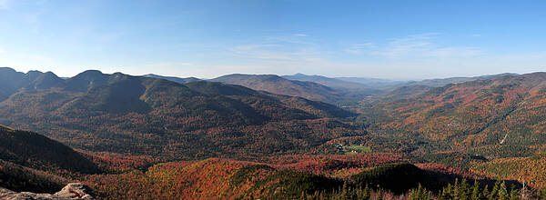 Noonmark Mtn. Art Print featuring the photograph Fall Keene Valley Panorama by Peter DeFina