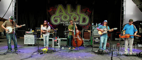 All Good Festival; 7/17/2011; July 17; Tickets; Manchester; Photos; Pictures; Photography; Festival; Pics; Greensky Bluegrass; Bluegrass; Mike Devol; Mike Bont; Paul Hoffman; Anders Beck; Dave Bruzza Art Print featuring the photograph Greensky Bluegrass at All Good Festival #9 by David Oppenheimer