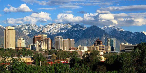 Wasatch Mountains Art Print featuring the photograph Salt Lake City Skyline #14 by Douglas Pulsipher