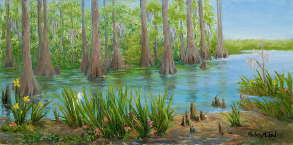 Cypress Gardens Charleston Sc Art Print featuring the painting Cypress Gardens by Audrey McLeod
