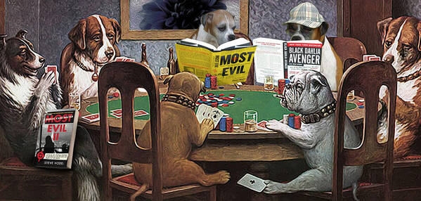  Art Print featuring the photograph Dogs Playing Poker and Reading Steve Hodel by Robert J Sadler