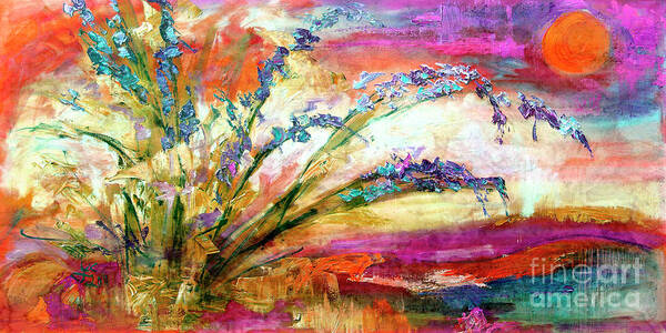 Landscape Art Print featuring the painting Modern Expressive Floral Landscape by Ginette Callaway