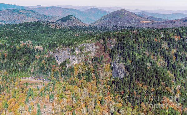 Blue Ridge Parkway Art Print featuring the photograph Blue Ridge Parkway Aerial View with Autumn Colors #3 by David Oppenheimer