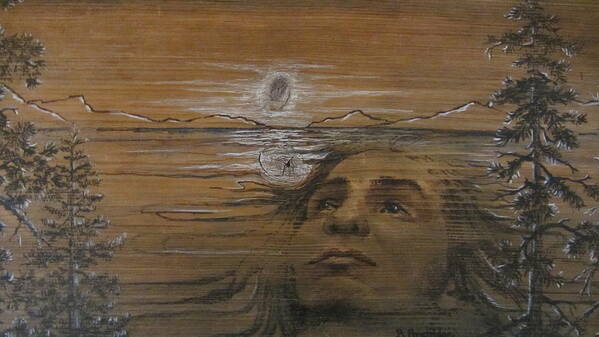 Wood Plank Art Print featuring the mixed media Lake Spirit by Barbara Prestridge