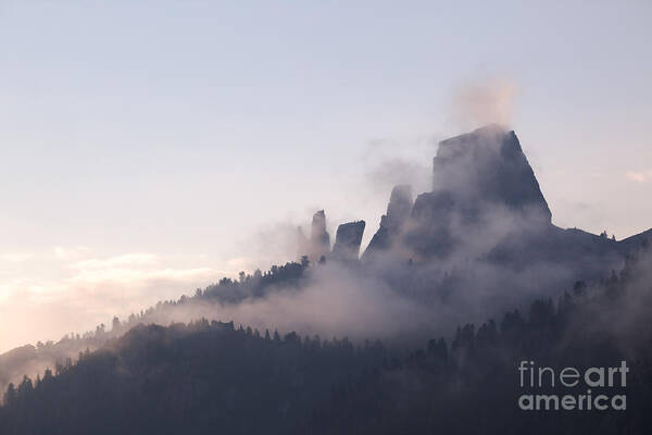 Scenic Art Print featuring the photograph Cinque Torri peaks at sunrise by Matteo Colombo