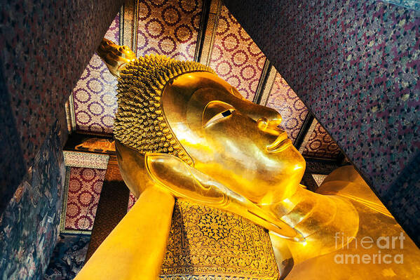 Buddha Art Print featuring the photograph Reclining Buddha inside Wat Pho - Bangkok - Thailand by Matteo Colombo