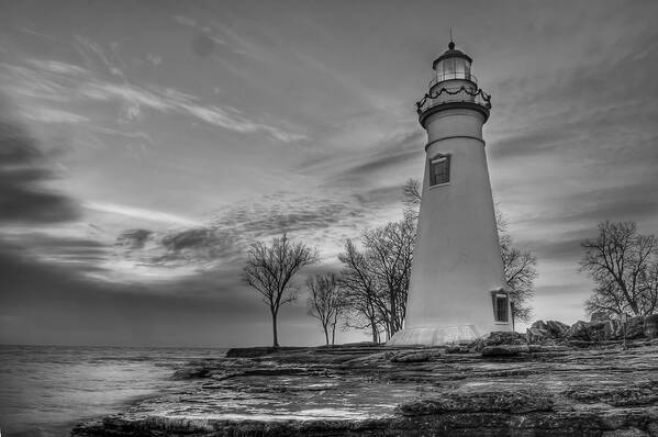 2x3 Art Print featuring the photograph Marblehead Lighthouse in Black and White by At Lands End Photography