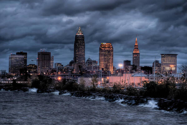 2x3 Art Print featuring the photograph Cleveland Skyline at Dusk from Edgewater Park #3 by At Lands End Photography