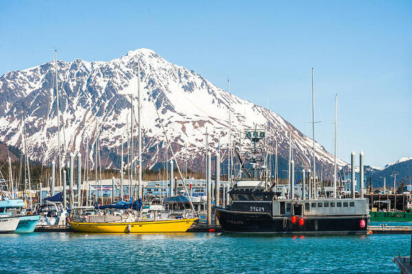 Landscape Art Print featuring the photograph Alaska Kenai fishing docks by Charles McCleanon