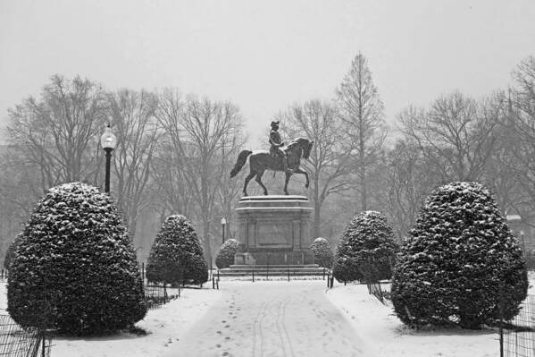 Boston Public Garden Boston MA Winter Snow Black and White by Toby McGuire