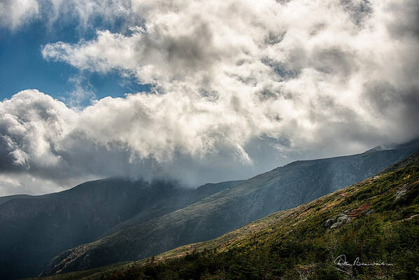 Auto Road Art Print featuring the photograph Clouds over Mount Washington 7592 by Dan Beauvais