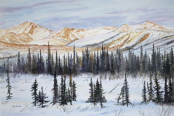 Alaska Art Print featuring the painting Evening at Wolf Run III by Deborah Horner