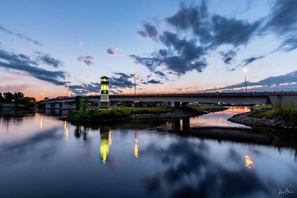 Night Photography Art Print featuring the photograph Boom Island at Sunset Signed by Karen Kelm