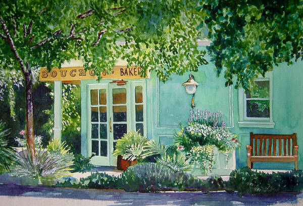 Landscape Art Print featuring the painting Bouchon Bakery in the Morning by Gail Chandler