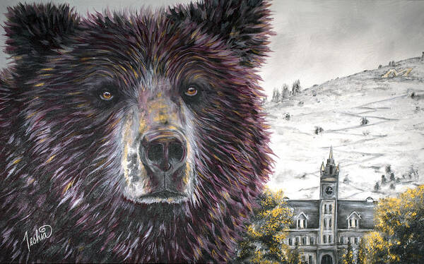 Grizzly Bear Art Print featuring the painting Glorious Griz by Teshia Art