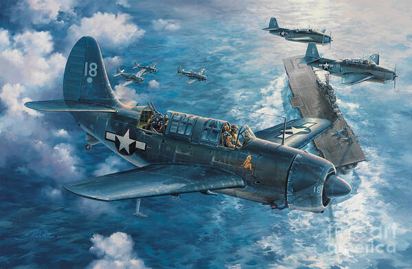 Aviation Art Art Print featuring the painting Mitscher's Hunt For The Rising Sun by Randy Green