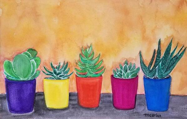 Succulents Art Print featuring the painting Vibrant Succulents by M Carlen