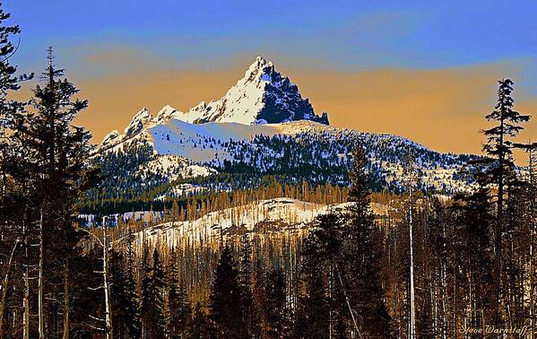 Oregon Cascades Art Print featuring the photograph Three Fingered Jack Sunset by Steve Warnstaff