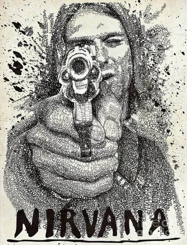 Nirvana Art Print featuring the drawing Kurt Poster by Michael Volpicelli