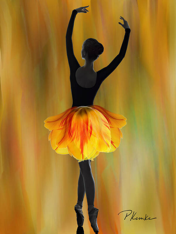 Ballerina Art Print featuring the painting Flaming Grace by Patricia Kemke