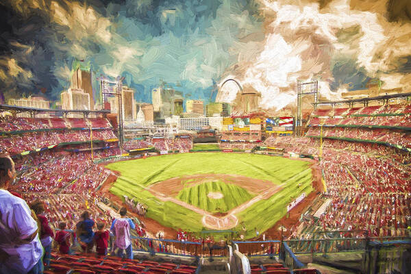 Busch Stadium St. Louis Cardinals Day Paint Art Print by David