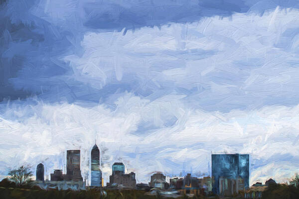 Indianapolis Art Print featuring the photograph Indianapolis Indiana Painted Digitally Blue 2 by David Haskett II