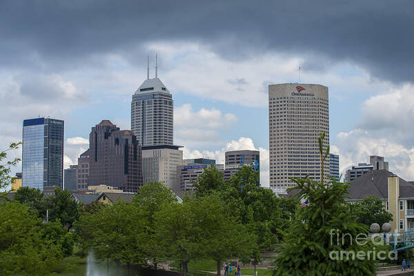 Indy 500 Art Print featuring the photograph Indianapolis Skyline Storm 3 by David Haskett II