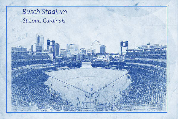 St. Louis Cardinals Art Print featuring the photograph St. Louis Cardinals Busch Stadium BluePrint Names by David Haskett II