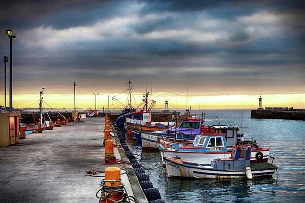 Kalk Bay Harbour; Kalk Bay; Ocean; Sea; Boats; Fishing; Water; Fish; Jetty Art; Stunning; Photos; Pics; Jetty; Cape Town; Colour; Colourful; Andrew Hewett; Artistic; Artwork; Prints; Interior; Quality; Inspirational; Fishing Boats; Decorative; Images; Creative; Beautiful; Exhibition; Lovely; Seascapes; Awesome; Boat; Fishing Boats; Wonderful; Light; Harbour Photography; Harbor; Decor; Interiors; Andrew Hewett; Water; Https://waterlove.co.za/; Https://hewetttinsite.co.za/ Art Print featuring the photograph Yellow Glow by Andrew Hewett