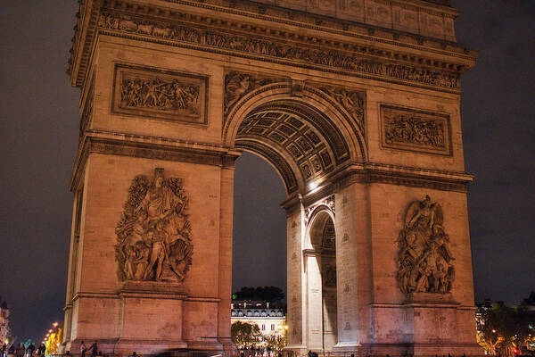 Arch Art Print featuring the photograph Arc De Triomphe Night Glow by Portia Olaughlin