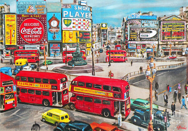 London Art Print featuring the painting Piccadilly Retro by Leigh Banks