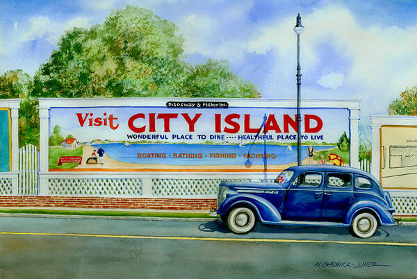 City Island Art Print featuring the painting City Island Billboard by Marguerite Chadwick-Juner