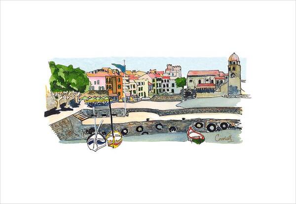 French Coastal Scenery Art Print featuring the painting Collioure,  Cote de Vermeille by Joan Cordell